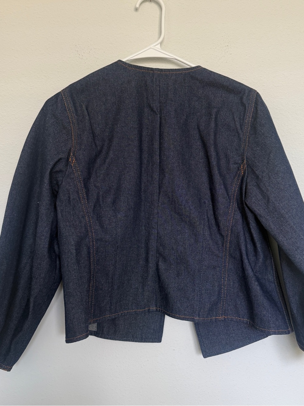 Ann Taylor Dark Blue Denim Double-Row Button Jacket - Picture 3 of 7